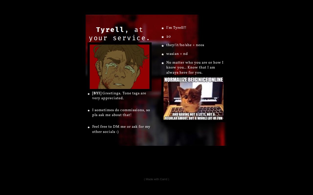 Carrd profile picture for @tyrell